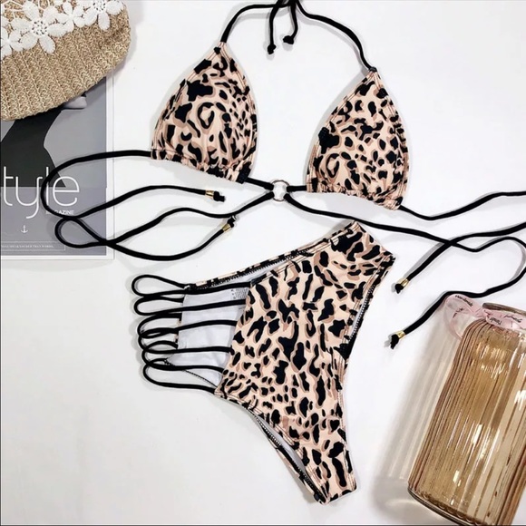 Other - High Waisted Bikini Leopard Print